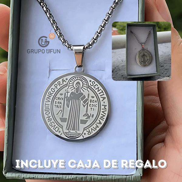 COLLAR SELLO SAN BENITO + CAJA REGALO